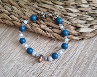 beaded bracelet with handmade bronze charms costume jewelry