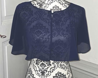 envolturas de hombro vestido de noche de novia de boda estolas de color azul marino accesorios poncho capelina