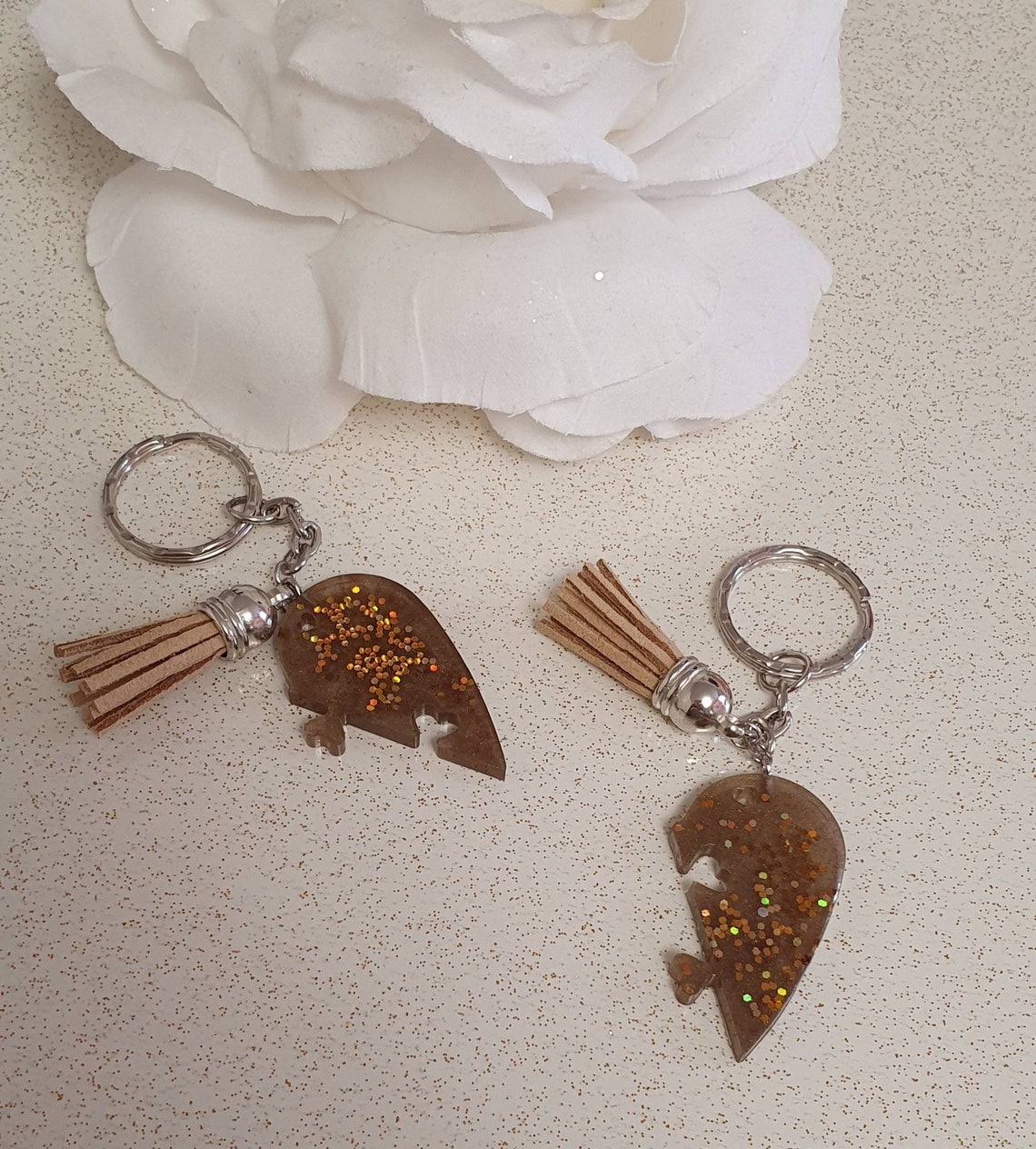 Lot de 2 porte clé résine cœur cadeau meilleur amie BFF Etsy