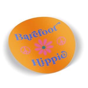 Barefoot Hippie Circle Bumper Sticker,Bumper Sticker,70&#39;s Bumper Sticker, Retro Sticker,Hippie Bumper Sticker,Hydroflask sticker,70s sticker