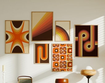 70s Set of 6 Prints,70&#39;s wall art,70&#39;s wall decor,gallery wall set,retro home decor,retro print,home decor,70s home decor,retro wall art