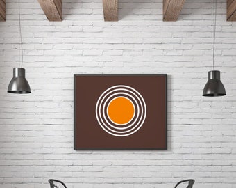Orange Circle Print,Mid Century Art Print,Art mural imprimable,Retro Print,Art Rétro Wall Art,Décoration intérieure des années 70,Art mural des années 70,Impression des années 70,Géométrique