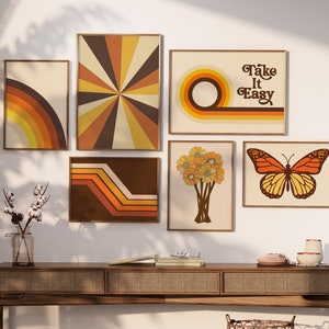 70s Set of 6 Prints,Printable Wall Art,Instant Download,70&#39;s wall art,70&#39;s wall decor,gallery wall set,retro decor,retro print,home decor