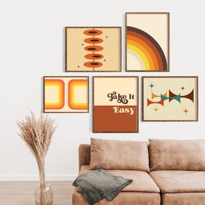 Conjunto de 5 impresiones de los años 70, arte de pared imprimible, descarga instantánea, arte de pared de los años 70, decoración de pared de los años 70, conjunto de pared de galería, decoración retro, impresión retro, decoración del hogar