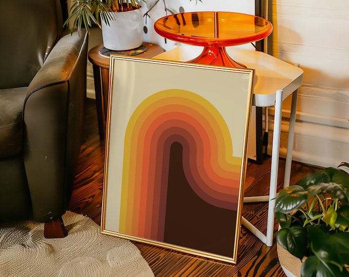 Retro 70s Rainbow Arch Print, Groovy Wall Art