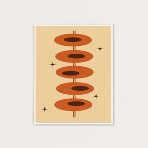 Mid Century Modern Starburst Print, Retro 70s Wall Art