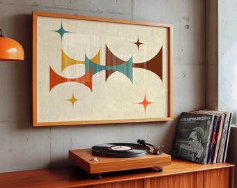 Mid Century Modern Star Art Print, Retro Atomic Decor