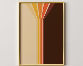 Retro 70s Wall Art Print, Geometric Lines, Unframed
