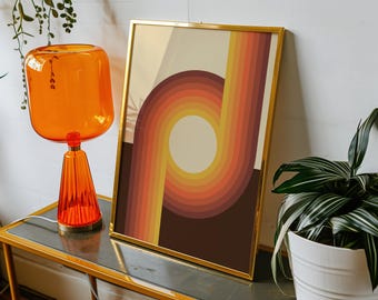 Retro 70s Geometric Art Print, Mid Century Modern Decor
