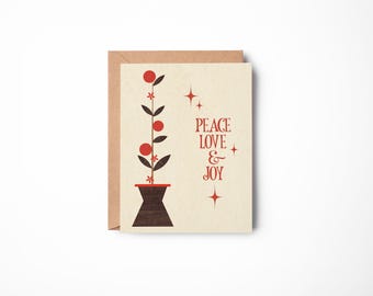 Peace Love & Joy Holiday Card | Retro | Vintage