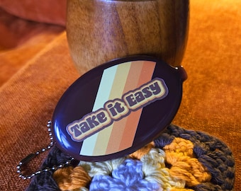 Retro Coin Purse | Take It Easy | Vintage Inspired | Rubber Coin Purse | 70's | 60's |