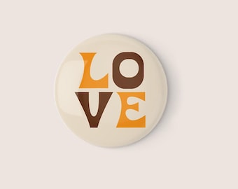 Retro 70s Love Pinback Button | Hippie Badge