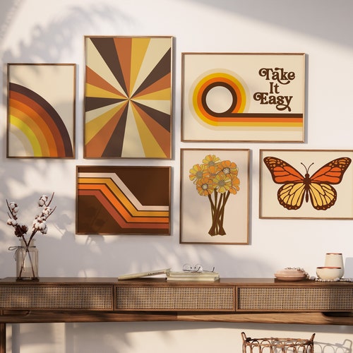 70s Retro Gallery Wall Art Prints, Set of 6 (UNFRAMED PRINT) - Etsy