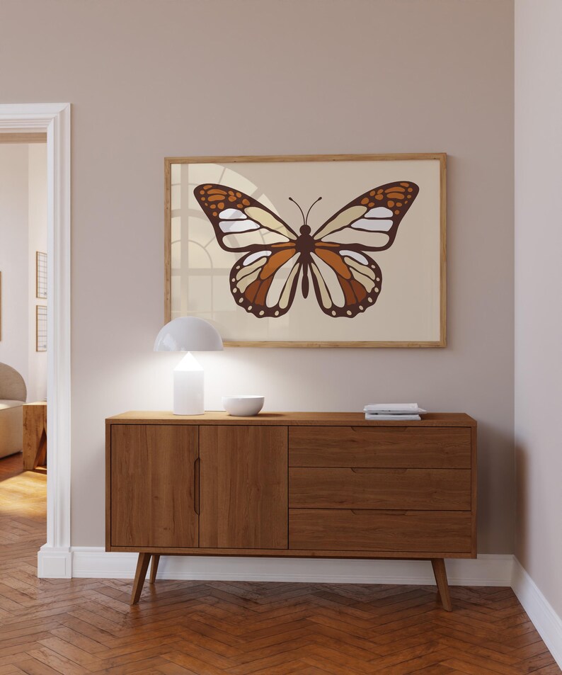 Retro Butterfly Art Print, 70s Home Decor image 3