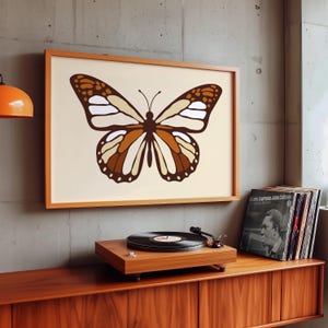 Retro Butterfly Art Print, 70s Home Decor image 4