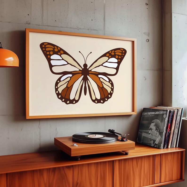 Retro Butterfly Art Print, 70s Home Decor image 4