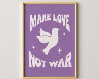 Make Love Not War Print, 70s Retro Wall Art (Unframed Print Only)