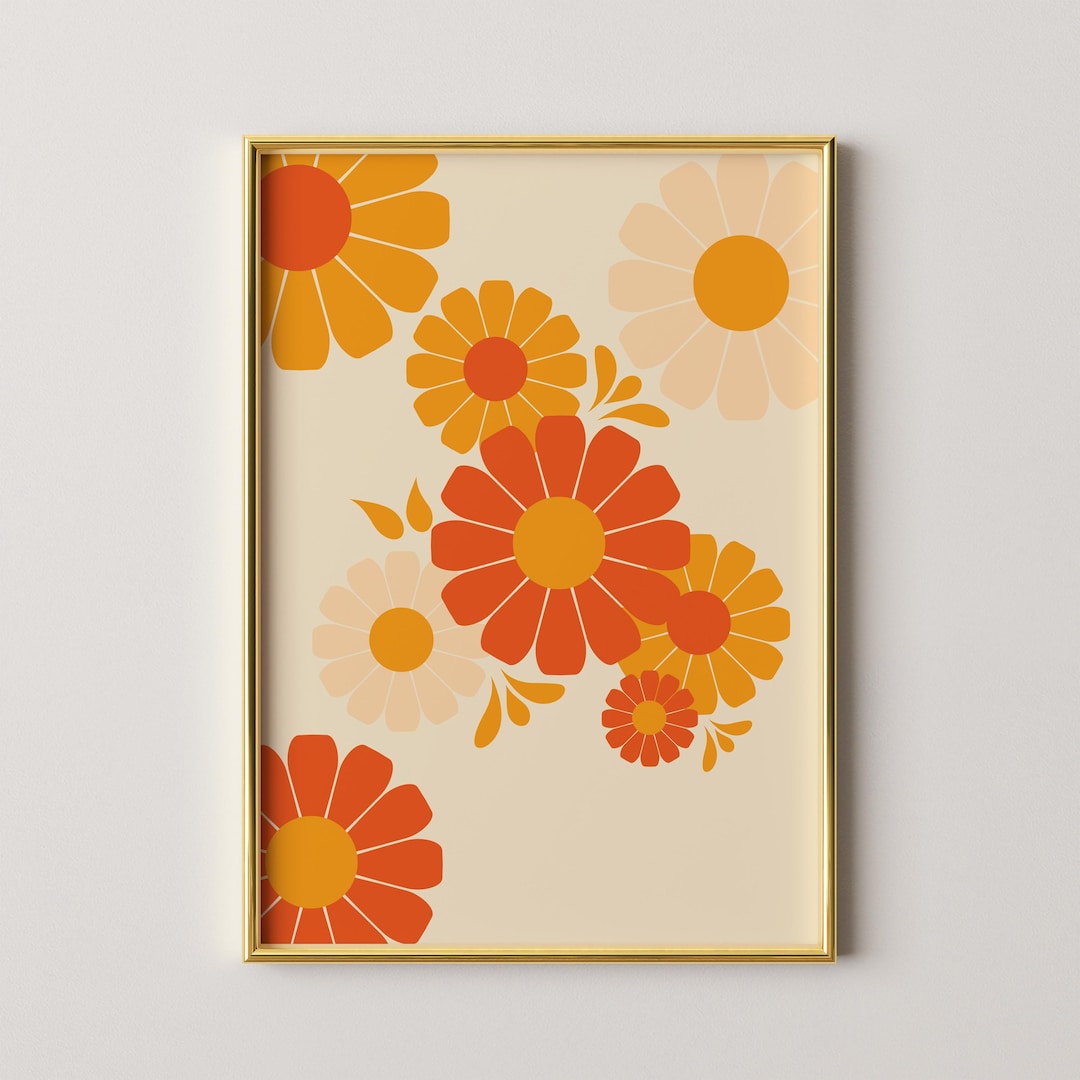 flowers-print-70-s-wall-art-retro-home-decor-vintage-inspired