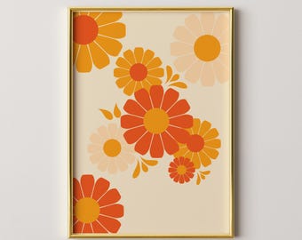 Flowers Print | 70's Wall Art | Retro Home Decor | Vintage Inspired Wall Decor