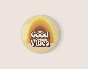 Good Vibes Pinback Button | 70's Retro Badge (1.25 inch)
