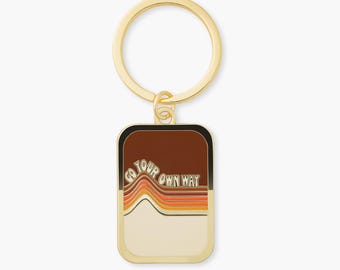 Go Your Own Way Keychain | 70s Retro Enamel Keyring