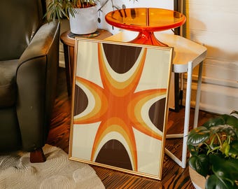 Retro 70s Geometric Print, Groovy Home Decor