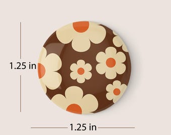 70s Floral Pinback Button | Retro Hippie Badge (1.25 inch)