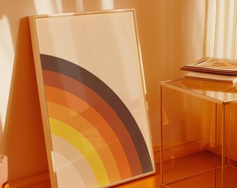 70s Rainbow Print, Retro Home Decor, Hippie Wall Art