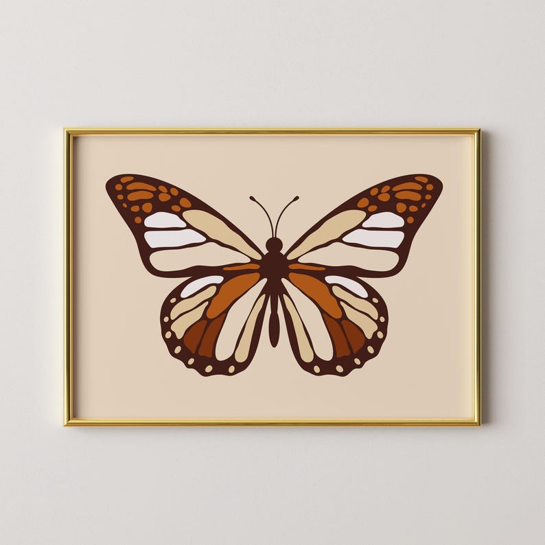 Retro Butterfly Art Print, 70s Home Decor image 5
