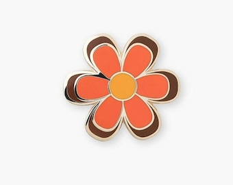 Retro Flower Pin Hard Enamel Metal Pin | Enamel Pin | GiGi Thomas Designs | Retro | 70's | Vintage Inspired Pin | Hippie gift | Flower Pin