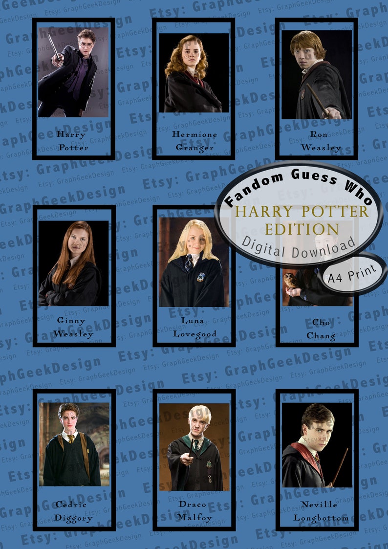 RAVENCLAW EDITION Harry Potter Guess Who Character Cards Etsy