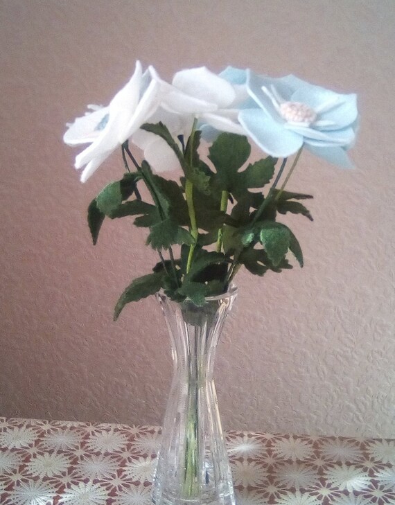 Artificial Flower In Vase Felt Flowers Bouquet Anemones Etsy