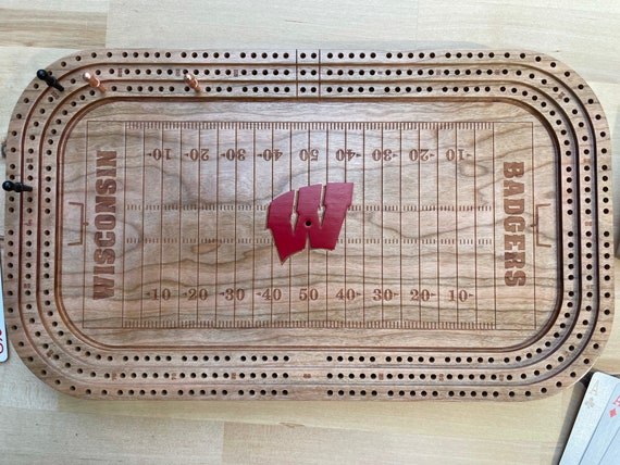 University of Wisconsin - Camp Randall Stadium / Badger Hockey - Cribbage Board & Wall Display