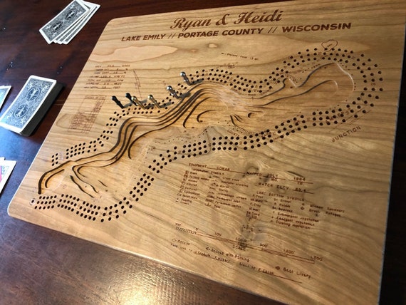 Personalized, Customized Lake Cribbage Board & Wall Art