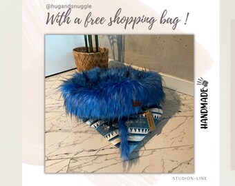 Cama de piel sintética hecha a mano para mascotas: cueva para acurrucarse y evitar la ansiedad