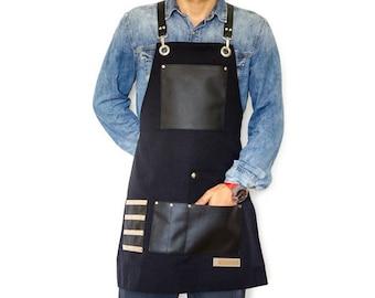 Extra Pocket Design-Black Apron-Apron for Men-Women-Barista-Hairdresser-Make Up Artist-Chefs-Florist-Bartender- BBQ Lover-Utility Apron
