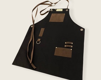Work Bib Apron for Women and Men-Adjustable Straps and Pocket-Barista-Stylist-Artist-Florist-Personalized Teacher Gift-BBQ-Christmas Gift