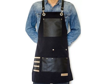 XXL Black Cross Back Apron: Unisex Chef, Bartender, BBQ