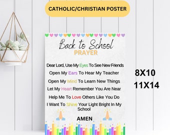 Back to School Prayer Poster for Classroom | Christian Teacher Wall Decor | Faith-Based Printable | First Day of School Prayer Sign