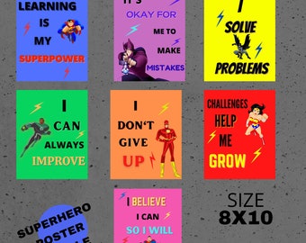 Superhero Classroom Posters, Classroom bulletin, Classroom Wall Art, Classroom Decor, Growth Mindset, Affirmation  Poster, Classroom Signs