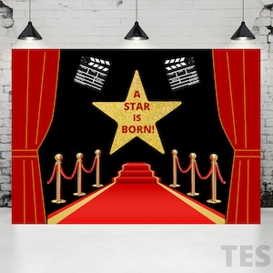 Red Carpet Backdrop, Hollywood Backdrop, Red Carpet Theme, Hollywood Party, Movie Night, Birthday Party, Digital Download