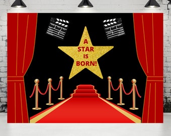 Red Carpet Backdrop, Hollywood Backdrop, Red Carpet Theme, Hollywood Party, Movie Night, Birthday Party, Digital Download