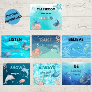 Under the Sea Klassenzimmer Regeln, Klassenzimmer Dekor, Meerestiere, Digitaler Download, Ozean Thema, Klassenzimmer Dekor, Klassenzimmer Poster