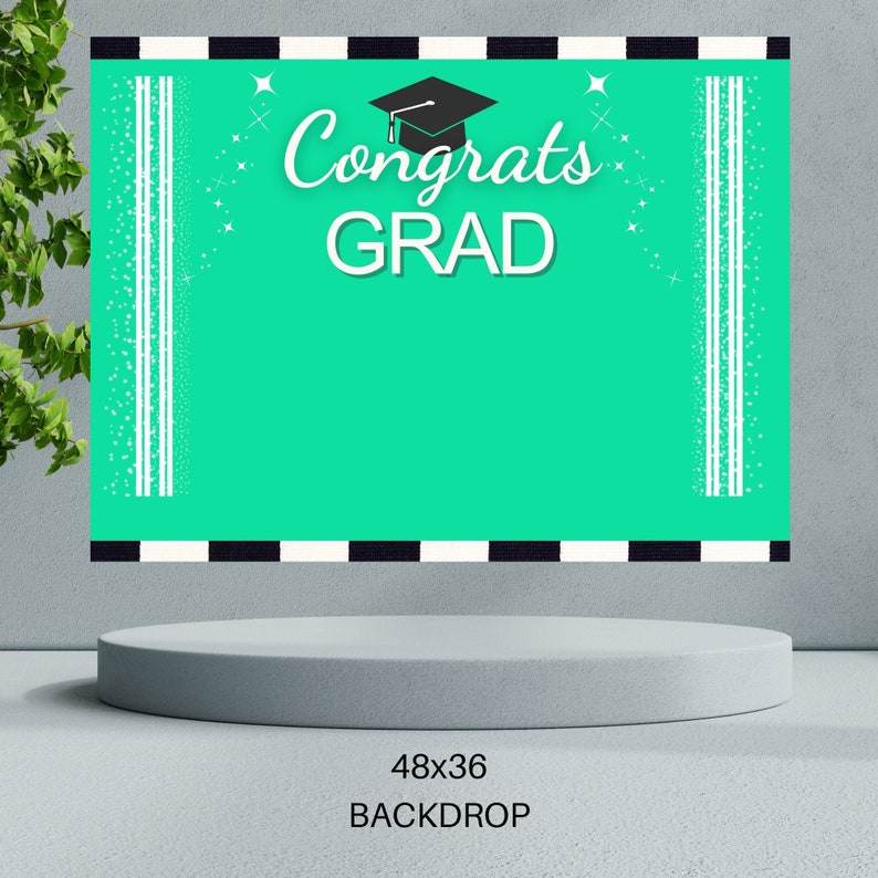 Graduation Backdrop Teal Backdrop Graduation Decoration Etsy