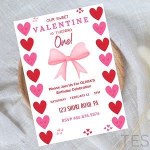 Editable Valentine Birthday Invitation, Valentine Party, Birthday Printables, Valentine&#39;s Day, Digital Download