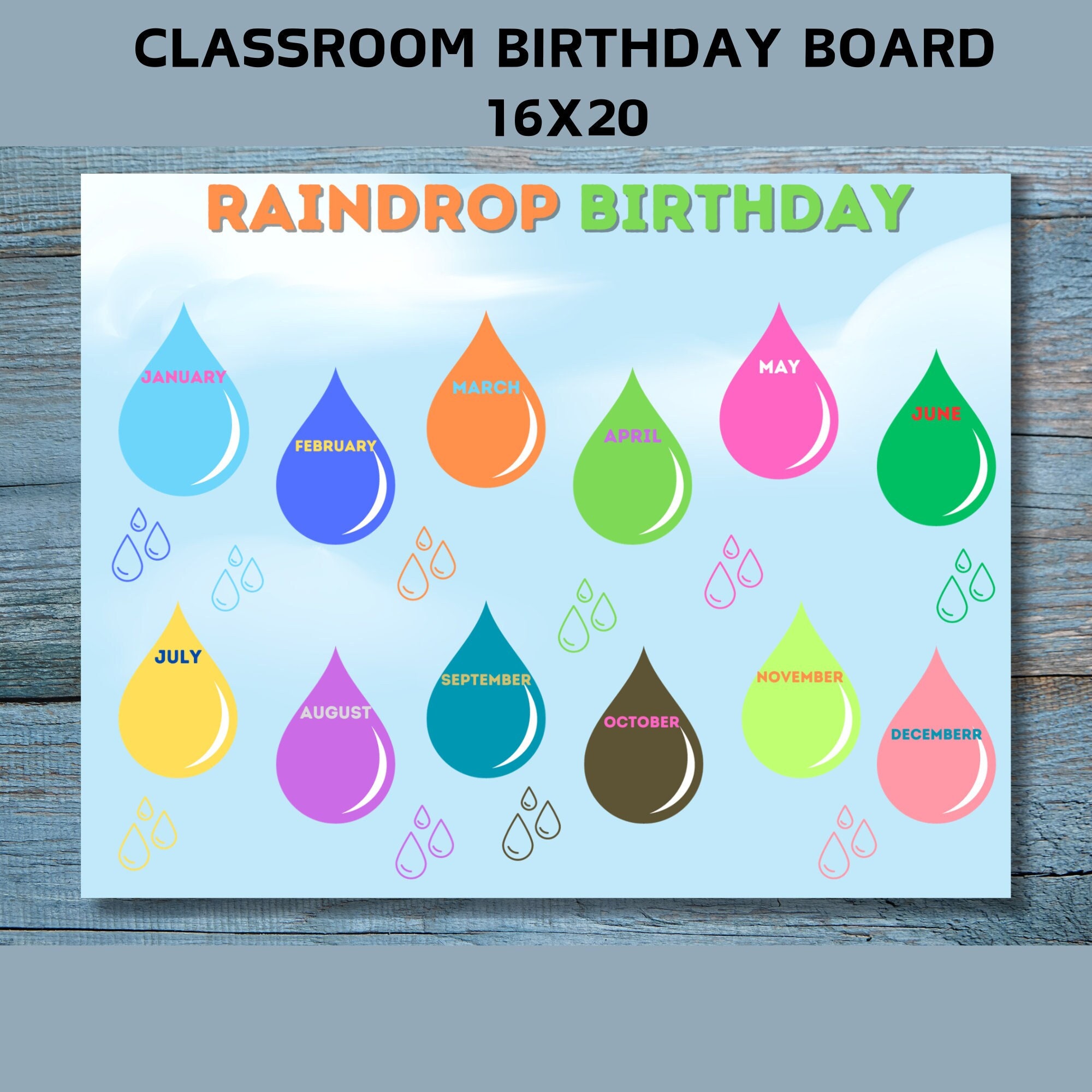 Classroom Birthday Board, Bulletin Board, Raindrop Board, Classroom ...