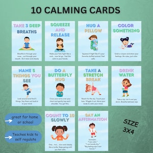 Calming Cards for Kids | 10 Mindfulness Activity Cards for Relaxation, Breathing, and Coping Skills | Calm Down Corner Printables