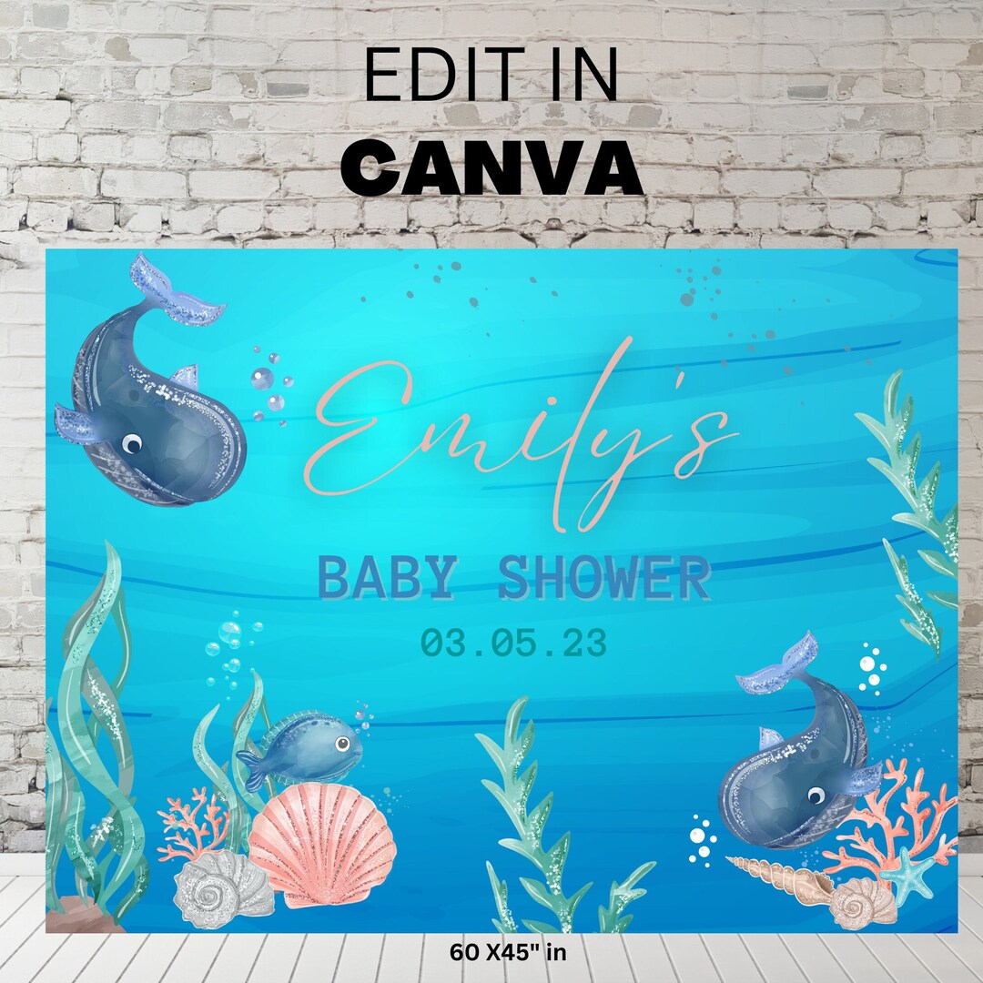 Under the Sea Baby Shower Backdrop | Ocean Theme Party Decor | Digital ...