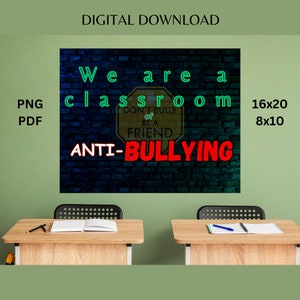 Classroom Bulletin Board, Anti Bullying Poster, Stop Bullying, Classroom Decor, Bulletin Board, Wall Decor, Classroom Posters, No Bullying