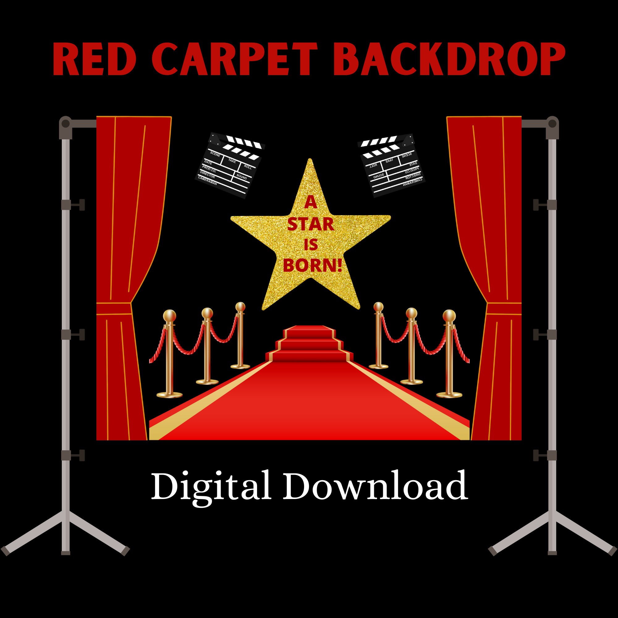 Red Carpet Backdrop, Hollywood Backdrop, Red Carpet Theme, Hollywood ...